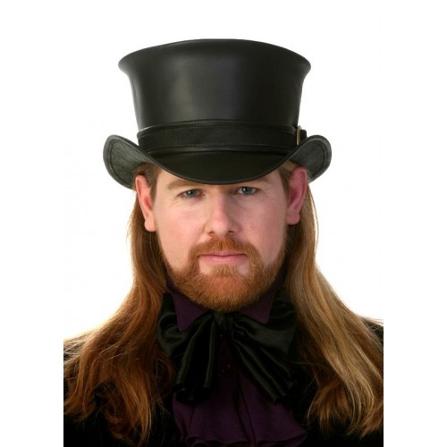 2015 FASHION STYLISH BLACK BUCKLE GENUINE LEATHER TOP HAT FOR MENS